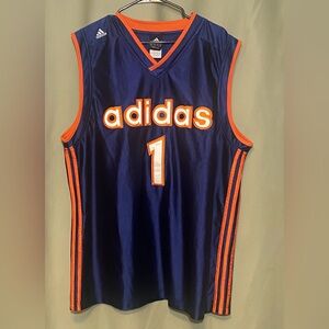 Adidas Men’s Vintage  Retro 2000’s Blue Sporty Style Basketball Jersey XL